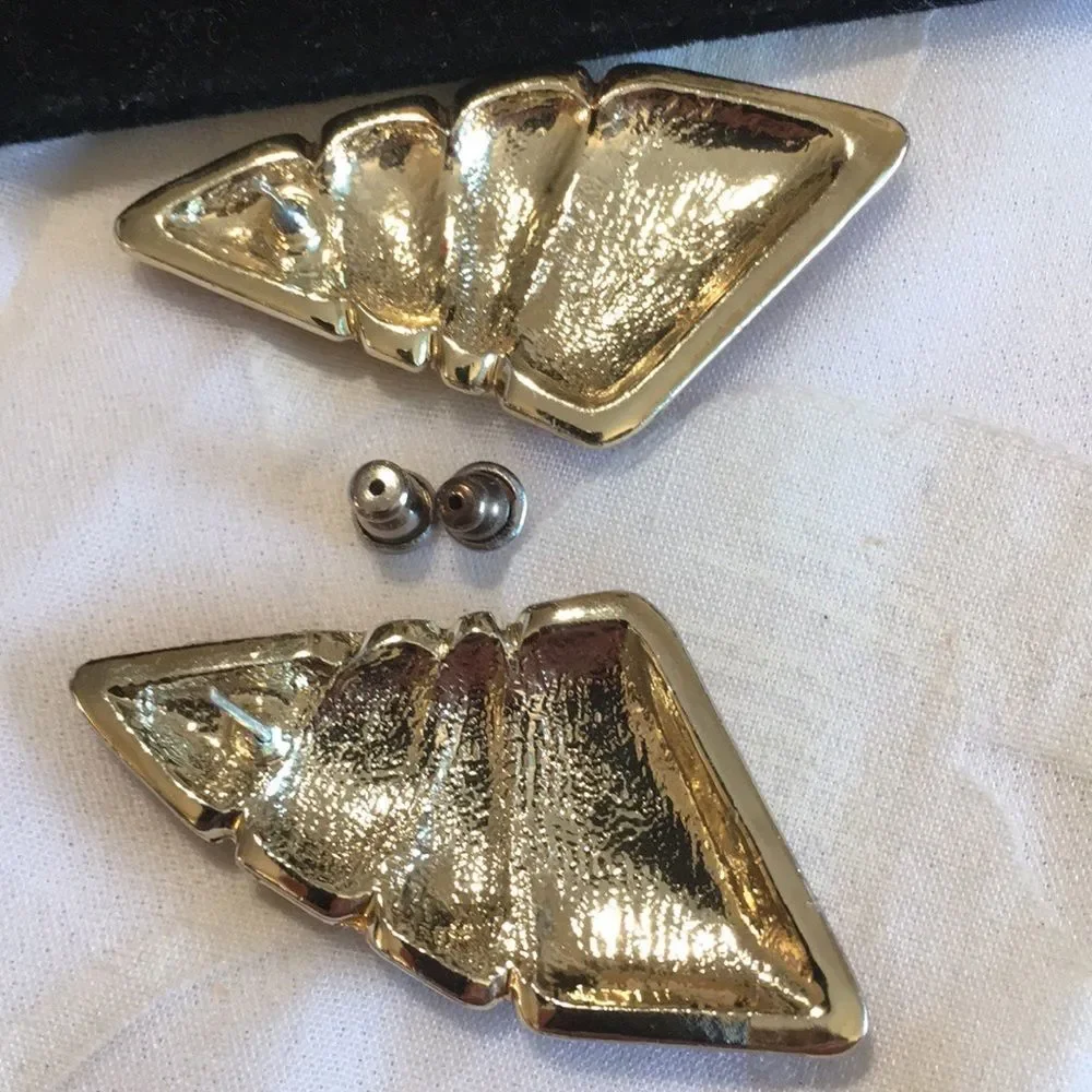 Vintage 80’s Enamel Pierced Earrings - Picture 3 of 4